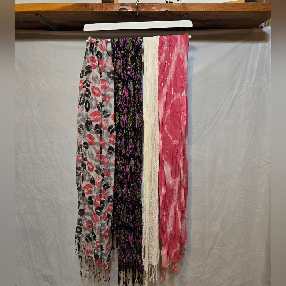 Set of Four Colorful Patterned Scarves